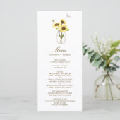 Sunflower sur Mason Jar Floral Mariage Carte menu (Debout devant)