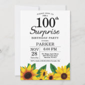 Sunflower Surprise 100e anniversaire Invitation (Devant)