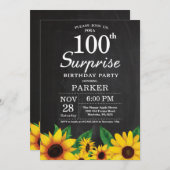 Sunflower Surprise 100e anniversaire Invitation (Devant / Derrière)