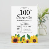 Sunflower Surprise 100ste verjaardag Uitnodiging (Staand voorkant)
