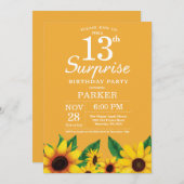 Sunflower Surprise 13e anniversaire Invitation (Devant / Derrière)
