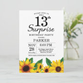 Sunflower Surprise 13e anniversaire Invitation (Debout devant)