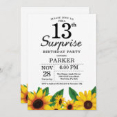 Sunflower Surprise 13e anniversaire Invitation (Devant / Derrière)