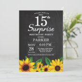 Sunflower Surprise 15e anniversaire Invitation (Debout devant)