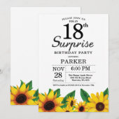 Sunflower Surprise 18th Birthday Invitation Kaart (Voorkant / Achterkant)