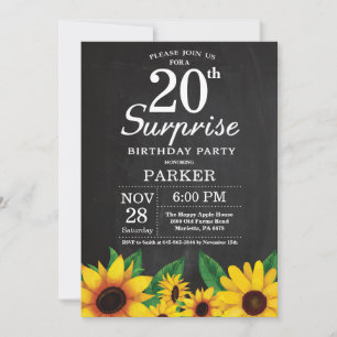 Sunflower Surprise 20e anniversaire Invitation