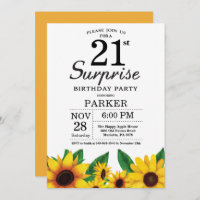 Sunflower Surprise 21e anniversaire Invitation