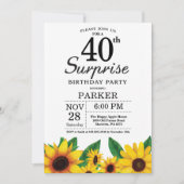 Sunflower Surprise 40e anniversaire Invitation (Devant)