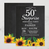 Sunflower Surprise 50th Birthday Invitation Kaart (Voorkant / Achterkant)