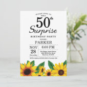 Sunflower Surprise 50th Birthday Invitation Kaart (Staand voorkant)