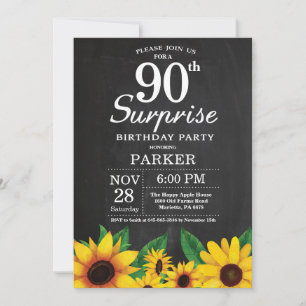 Sunflower Surprise 90e anniversaire Invitation