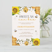 Sunflower Sweet as Can Bee Baby shower Invitation (Debout devant)
