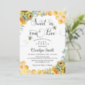 Sunflower Sweet As Can Bee Baby shower Invitation (Debout devant)