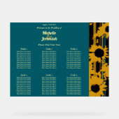 Sunflower Teal Blue Gold Modern Wedding Seat Chart (Recto)