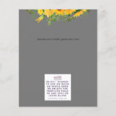 Sunflower Thème Mariage Détails Menu Programme Aut (Dos)