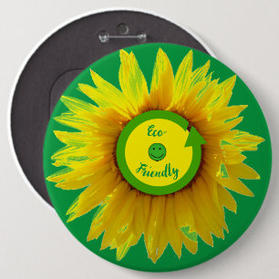 Sunflower Trendy Green Eco-Friendly Ronde Button 6,0 Cm