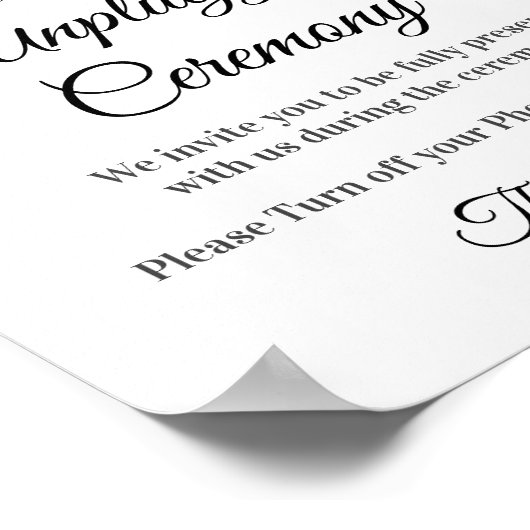 Sunflower Unplugged Ceremony Wedding White Yellow Poster (Hoek)