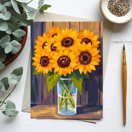 Sunflower Vase | Yellow Flower Watercolor Card