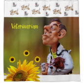 Sunflower Veterinarian Cat Dog Showgordijn Douchegordijn (Voorkant)