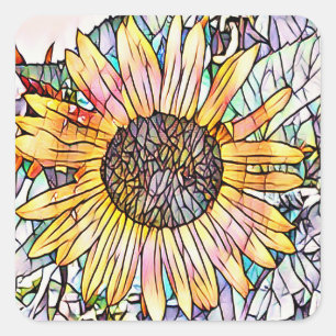 SUNFLOWER VIERKANTE STICKER