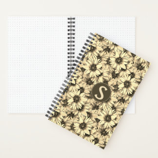 Sunflower Vintage Charm Sepia Tone Spiral Notebook Notitieboek