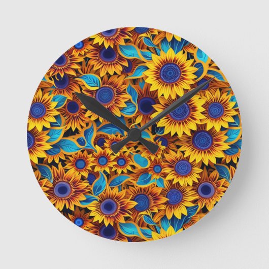Sunflower Wall Clock Ronde Klok (Voorkant)