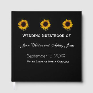 Sunflower Water Droplets Wedding Guest Books Gastenboek