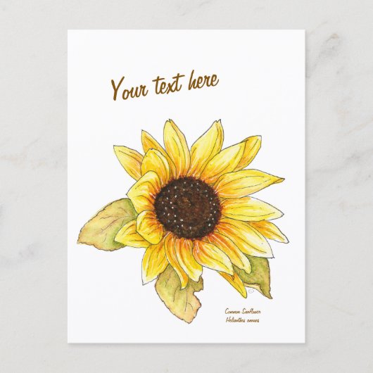 Sunflower watercolor customizable postcard briefkaart (Voorkant)