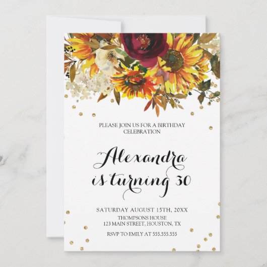 Sunflower watercolor Invitation (Devant)