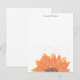 Sunflower Watercolor Stationary Notitiekaartje