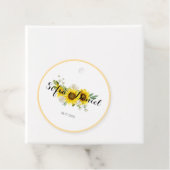 Sunflower watercolor white rose wedding bedankjes labels (In situ)