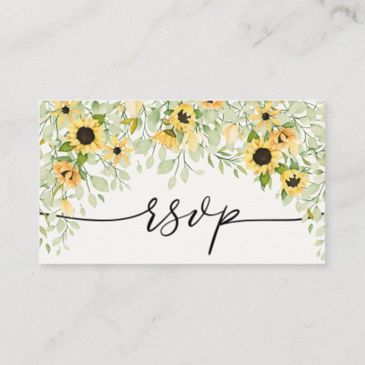 Sunflower Weddenschap RSVP Online Card Informatiekaartje (Achterkant)