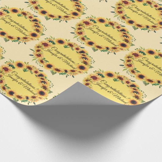 Sunflower Weddenschap Voeg Names Summer toe Cadeaupapier (Hoek)
