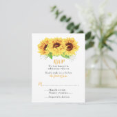Sunflower Wedding Carte RSVP Aquarelle Floral (Debout devant)