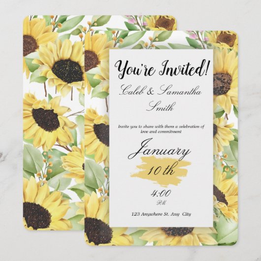 Sunflower Wedding Invitation (Devant / Derrière)
