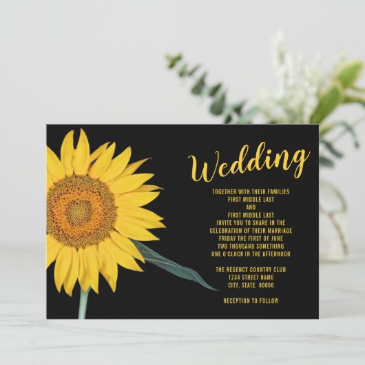 Sunflower Wedding Invitation (Debout devant)