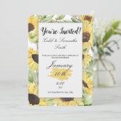 Sunflower Wedding Invitation Kaart (Staand voorkant)