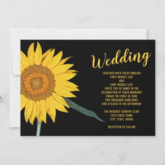 Sunflower Wedding Invitation Kaart (Voorkant)