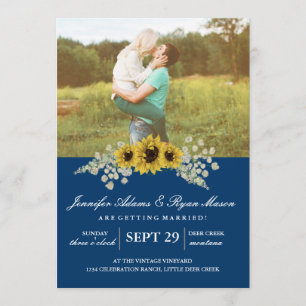 Sunflower Wedding Invitation met foto Kaart