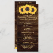 Sunflower Wedding Programme on Wood Country Floral Programma (Voorkant / Achterkant)