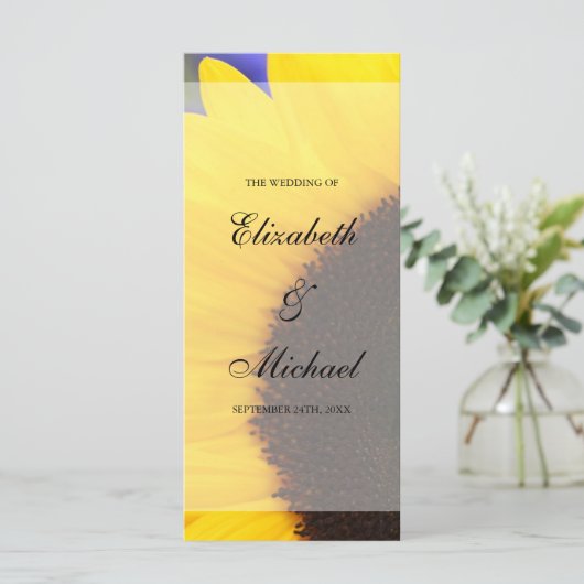 Sunflower Wedding Programme Programma (Staand voorkant)