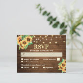 Sunflower Wedding RSVP Rustic Country Invitation (Debout devant)
