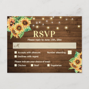 Sunflower Wedding RSVP Rustic Country Invitation