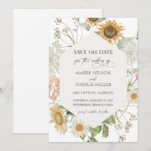 Sunflower Wedding Save the Date Invitation Kaart (Voorkant / Achterkant)