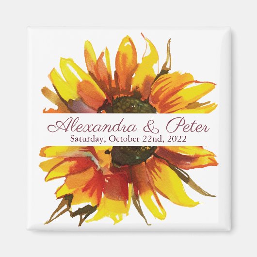 Sunflower Wedding Save the Date Magnet Magneet (Voorkant)
