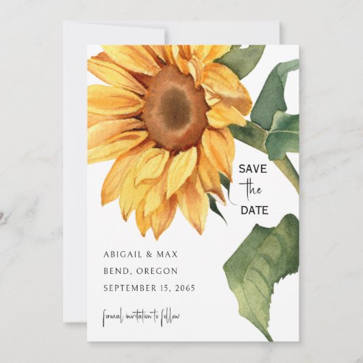 Sunflower Wedding Website Save the Date (Devant)