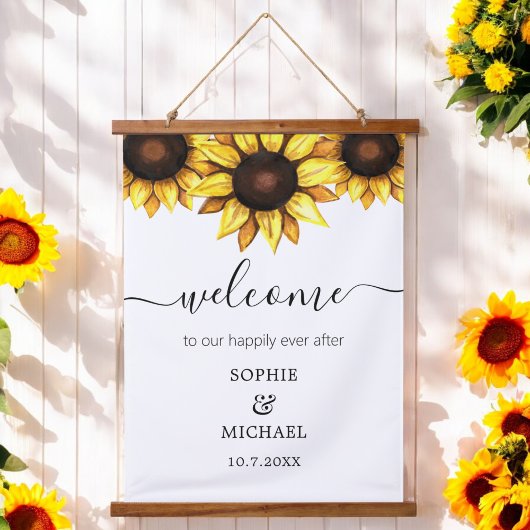 Sunflower Wedding Welcome Floral Hangend Wandkleed