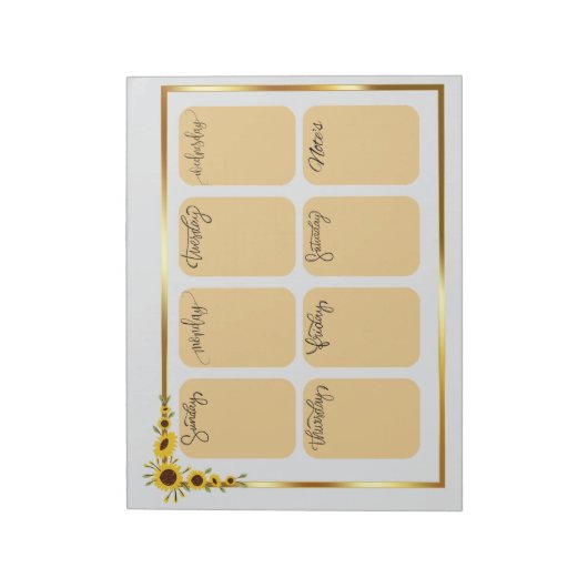 Sunflower Weekly Planner Notitieblok (Gedraaid)