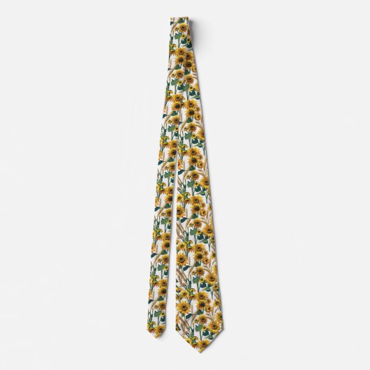 Sunflower & Wheat Seamless Country Pattern Stropdas (Achterkant)