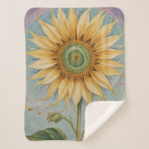 Sunflower Whimsy Sherpa Deken